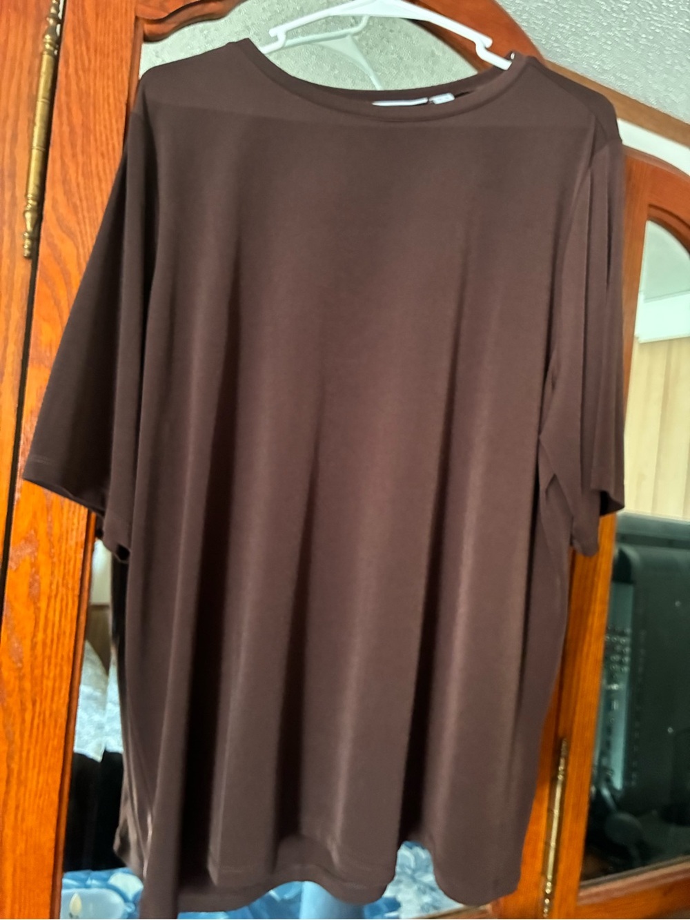 Susan Graver Men's Short Sleeve Crew Neck Tee in Dark Brown